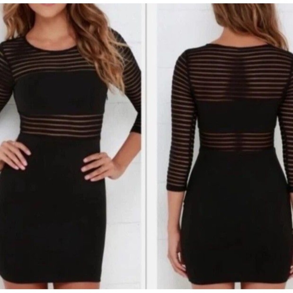 Lulu’s ‘Perfect Mesh Black Bodycon’ Dress Size Small - Picture 2 of 11
